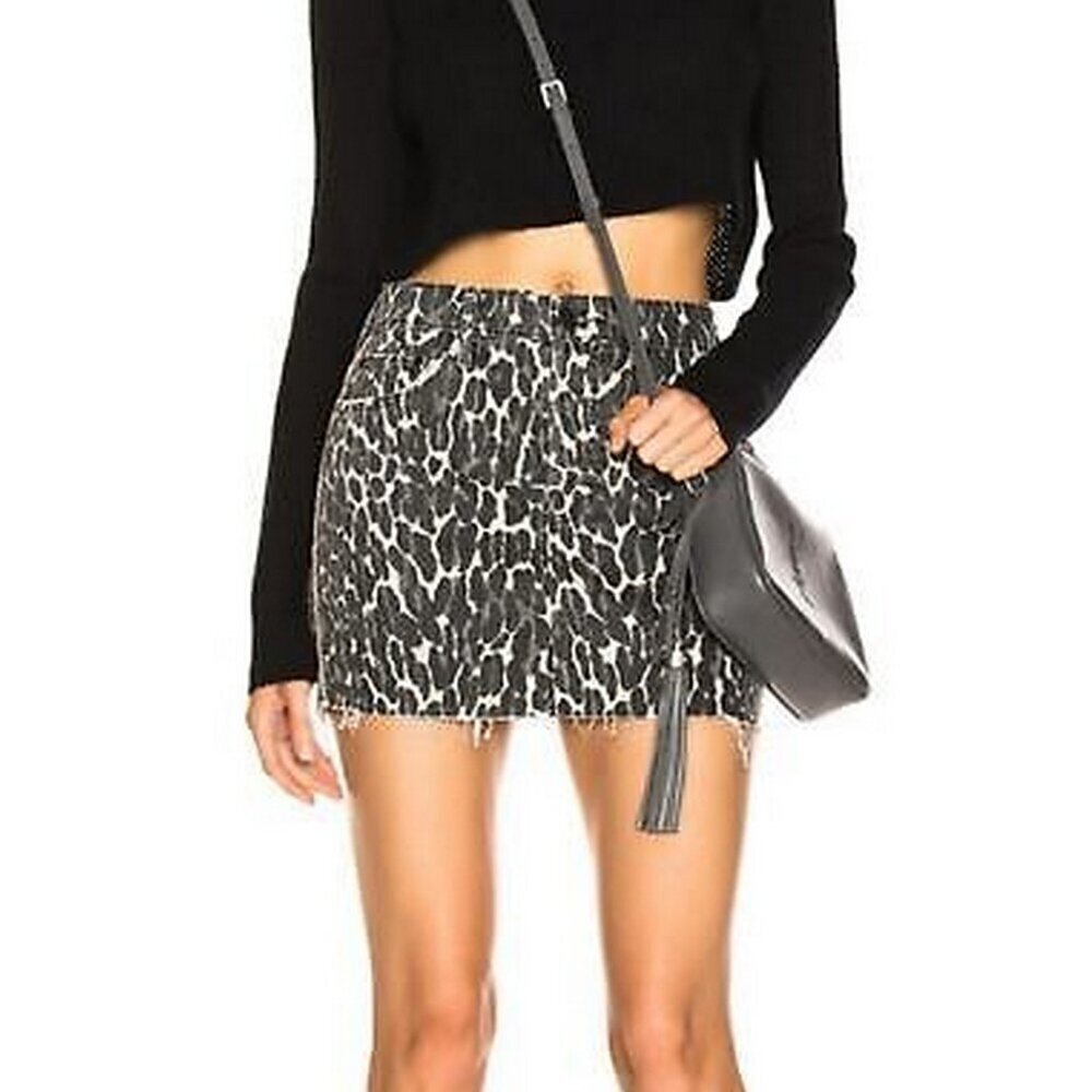 MOTHER Black and White Animal Print Skirt